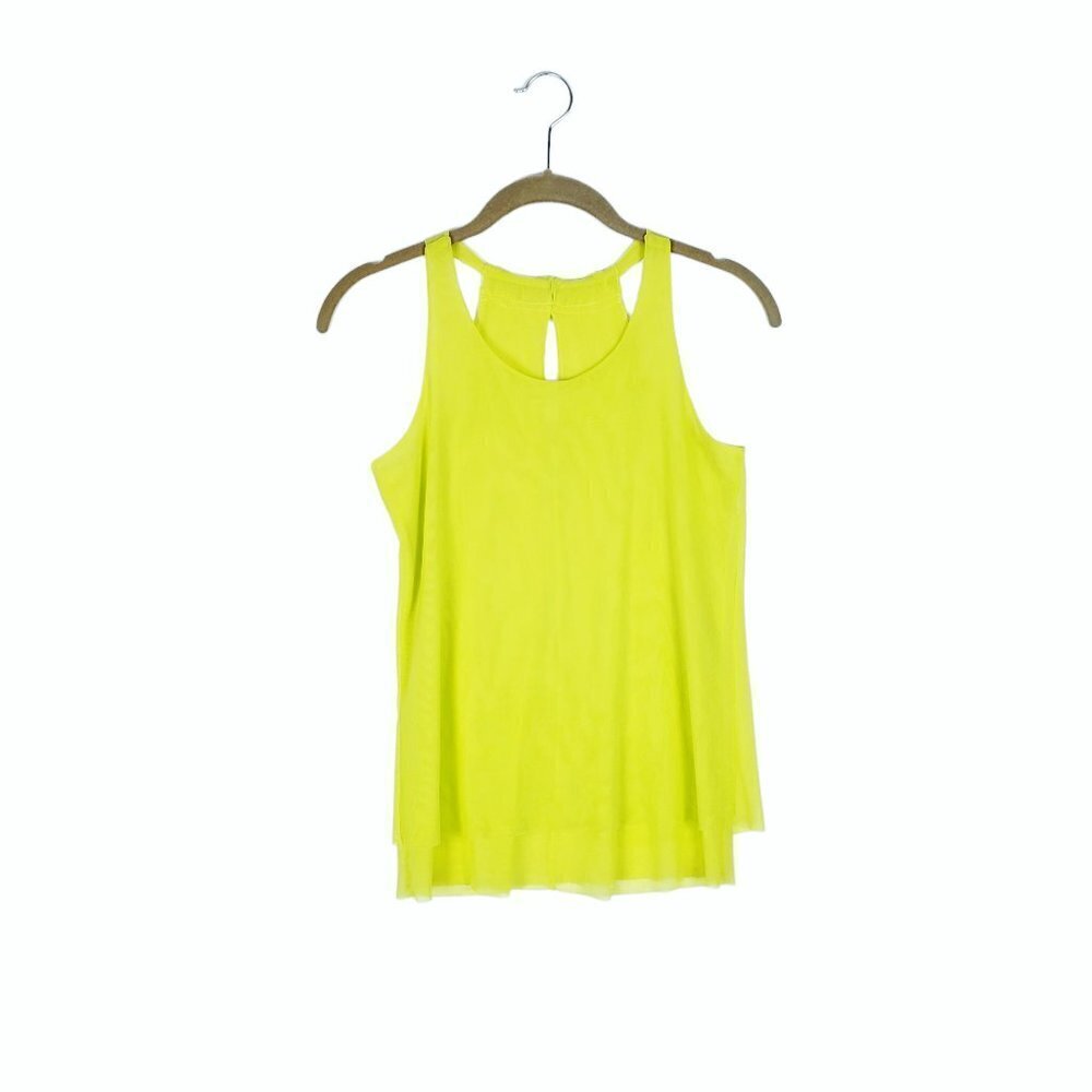 Oiselle Tank Top Lightweight Double Mesh Highlighter Yellow Hi Vis Size XS